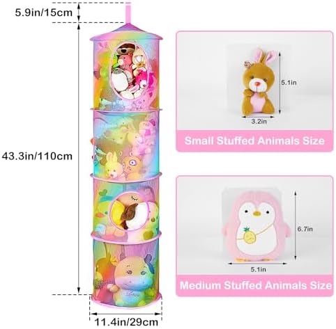 Basumee Hanging Stuffed Animals Storage, 2 Pack Mesh Plush Storage - Image 6