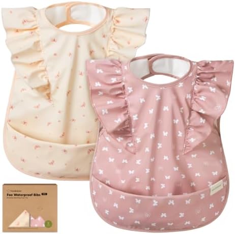 KeaBabies Waterproof Bibs for Baby Girl, 2-pk Lightweight by KeaBabies