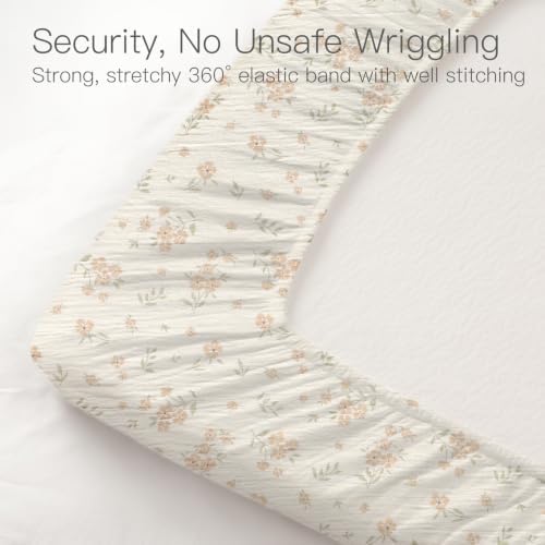 Organic Pack and Play Sheets Fitted 38”x26” 100% Muslin Cotton, Mini Crib - Image 5