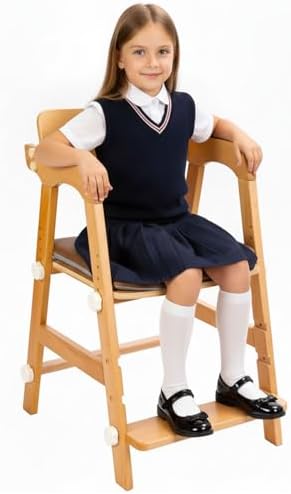 Wooden High Chair for Teens, Adjustable Restaurant High Chair Wood by AIMOADO