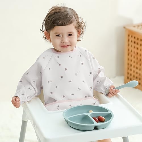 Susurration Baby Long Sleeve Bib Waterproof Sleeved Bib Smock - Image 3