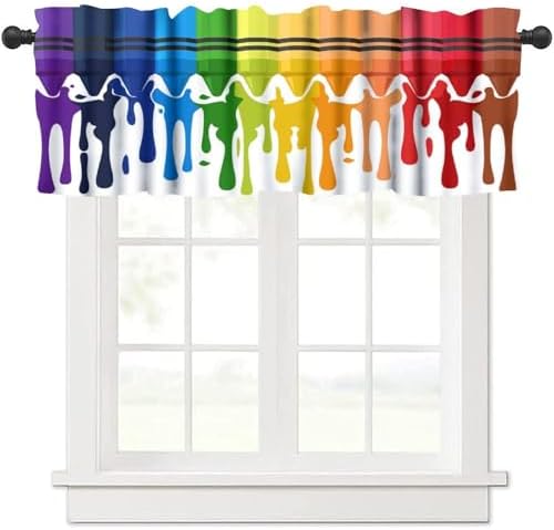Kids Valances Curtains Colorful Wax Crayons Pattern Window Treatment Valances by Unknown