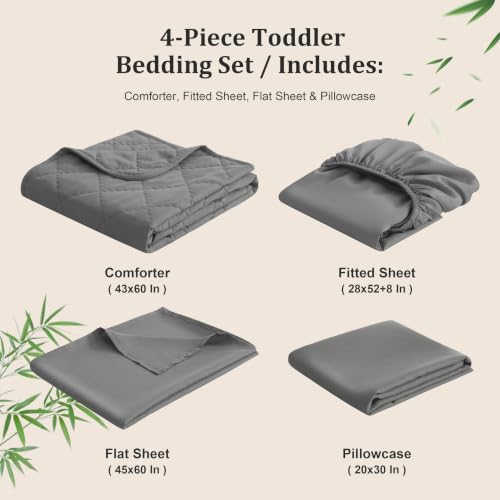 BEDSUM 4pc Toddler Cooling Bedding Set, Rayon Made from Bamboo - Image 5