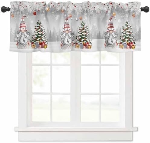 Vandarllin Christmas Gnome Valance Curtains by VandarllinHomeKitchenDecor