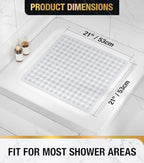 HITSLAM Shower Mat Non Slip, Square Bath Tub Mat - Image 2