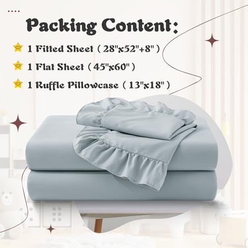 KKJIAF 3 Piece Dusty Blue Toddler Sheet Set - Image 2