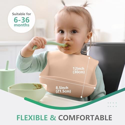 Cuddle Campus Set of 3 Silicone Bibs, Soft Adjustable Bibs - Image 3
