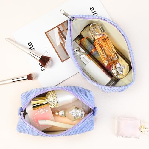 SOIDRAM 2 Pcs Corduroy Makeup Bag Large Cosmetic Bag Toiletry Bag Makeup Pouch - Image 4