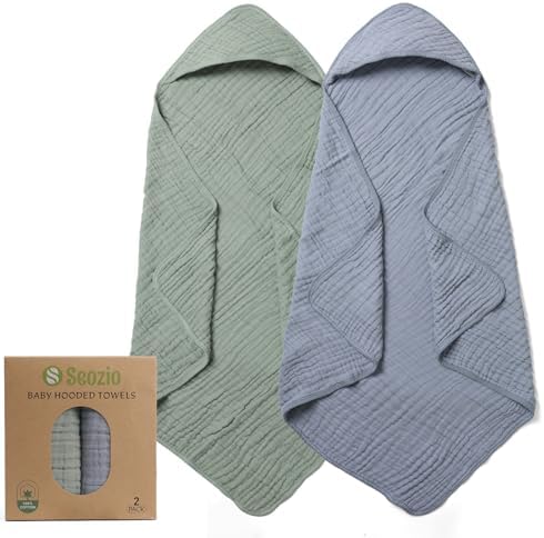 Muslin Hooded Baby Bath Towels, 2 Pack, 32x32 Inch by Unknown