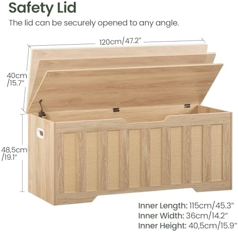 CHOEZON 47.2" Storage Bench, Rattan-Style Storage Chest, Storage Cabinet - Image 2