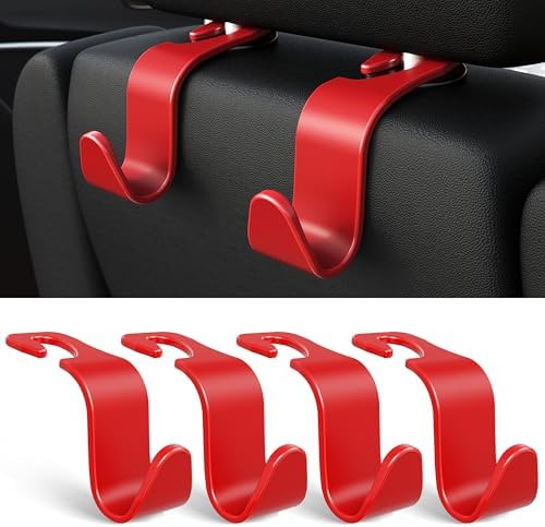 4-Pack Car Headrest Hooks Holds 55lbs Seat Storage Organizer by Amooca