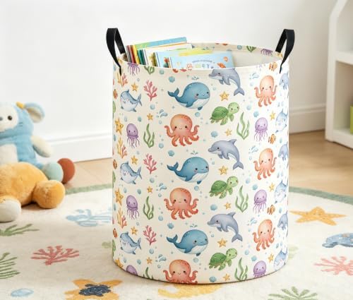 Baby Laundry Basket Baby Nursery Hamper Kids Laundry Basket Toy Storage Bin - Image 5
