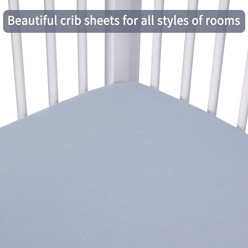 GUNTAIL Crib Sheets for Boys Girls, 100% Cotton Fitted Crib Sheet 2 Pack for - Image 6