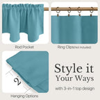 NICETOWN Teal Blue Blackout Window Curtain Valance - Image 3