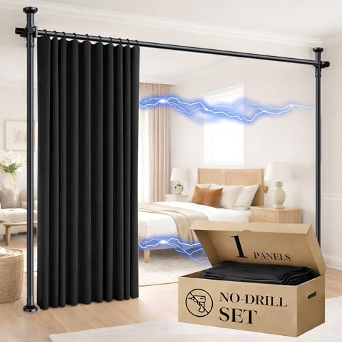 Room Divider Curtain Set-No Drilling Curtain Rod Set, Room Divider Wall by gonnrly