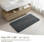 Polyester Bathroom Rug 24"x48" Dark Gray, Non-Slip Soft Bath Mat - Image 2
