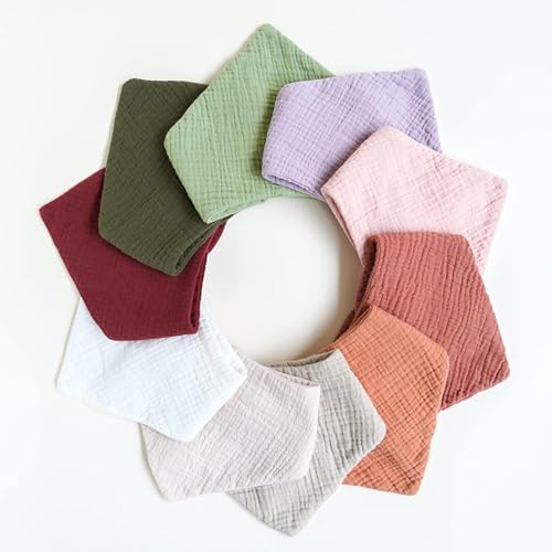 Konssy 10 Pack Baby Muslin Bandana Bibs - Image 6