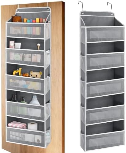 Over-the-Door Organizer, 5 Large Pockets and Mesh Pouches, Dark Gray by Unknown