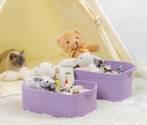 CubesLand Cube Storage Organizer Basket Bin, Cotton Rope Shelves Basket - Image 3