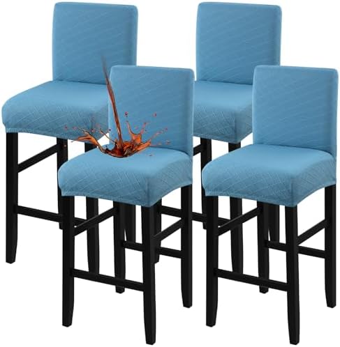 Fuloon Waterproof Barstool Covers Chair Slipcovers, Lake Blue, 4 Pack by Fuloon