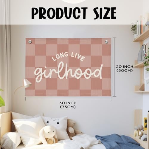 "Long Live Girlhood" Linen Canvas Wall Hanging 20x30 Inch - Image 2