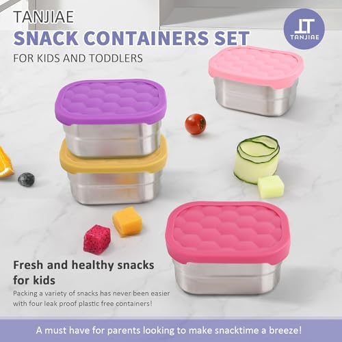 Tanjiae 4Pack Small 8oz Stainless Steel Snack Containers - Image 3