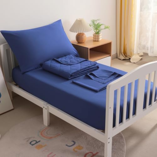 BEDSUM 4pc Toddler Cooling Bedding Set, Rayon Made from Bamboo - Image 6