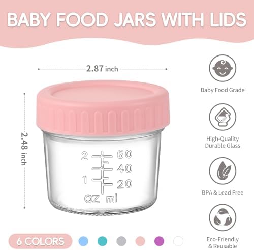 Dehov 4 OZ Glass Baby Food Storage Containers Set Of 12, Small Puree Jars - Image 2
