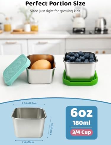 HTEVW 6 Pack Stainless Steel Snack Containers - Image 4