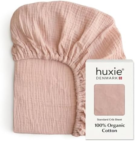 Crib Sheets, 100% Organic Cotton Muslin, Fitted 28"x52" Standard by huxie