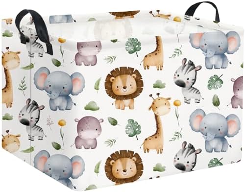 Rectangular Woodland Animal Basket Baby Storage Basket Storage Bin Organizer by HIYAGON