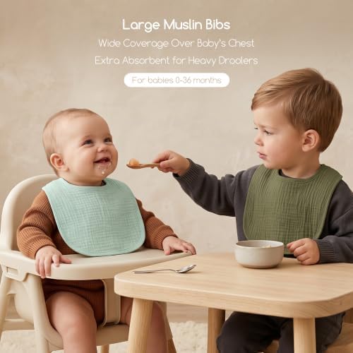 6-Pack Muslin Baby Bibs for Drooling & Teething, Absorbent Bib - Image 2