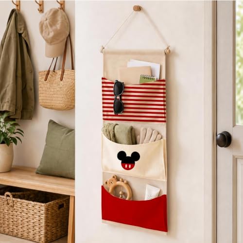 3-Pocket Hanging Wall Organizer, Cute Striped Design - Image 5