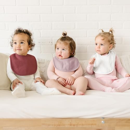 Konssy 8-Pack Muslin Baby Bibs, Adjustable Fit - Image 4