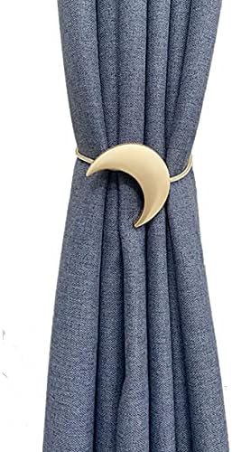 Magnetic Curtain Tiebacks Metal 1 Pair Metal Moon Curtain Clips Rope Holdbacks - Image 5