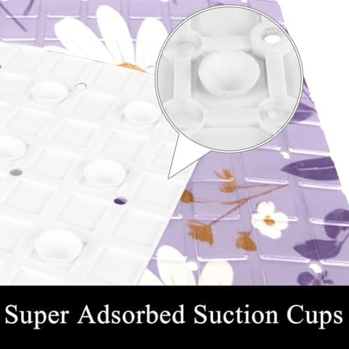 Bathtub Mat Non Slip 26.8x15.1 Inch, Daisy Flowers Shower Mat - Image 3