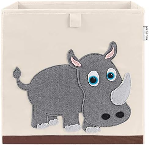13 Inch Animal Cube Storage Bins, Foldable Fabric Kids Toy Box & Toy Chest by CLCROBD