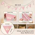 Pink Princess Nursery Decor Banner Garland Flags - Image 3