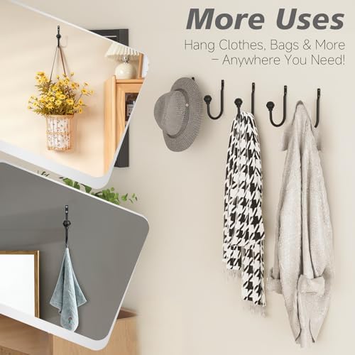 Hion Curtain Holdbacks Black 2pcs, Curtain Tiebacks Wall Mounted Hooks - Image 5