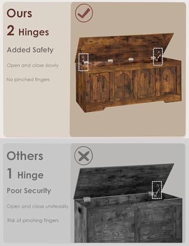 DINZI LVJ Storage Chest, Wooden Toy Box, Rustic Brown 50.0" L - Image 6