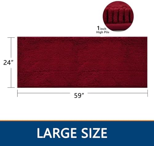BOANKODU Bathroom Rugs 59x24, Extra Soft Absorbent Chenille Bath Rugs, PVC - Image 2