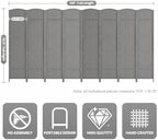 8 Panel Folding Room Divider, Woven Privacy Screen - Image 3