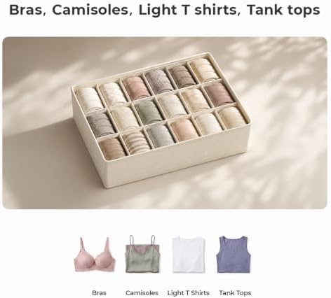 Linen Sock Drawer Organizer, 54 Cells Underwear Storage - Image 4
