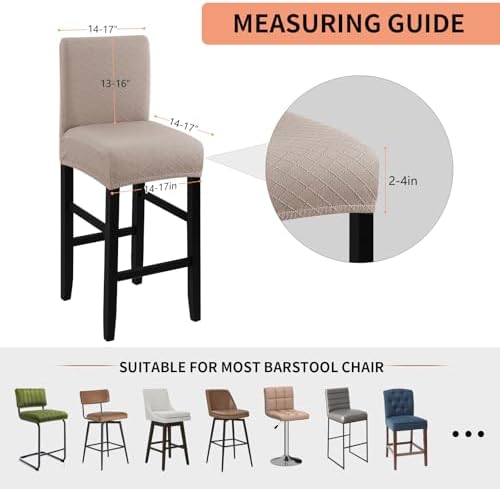 Fuloon Waterproof Barstool Covers Chair Slipcovers, 4 Pack - Image 3