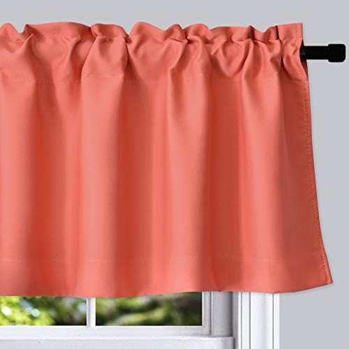 DONREN Coral Salmon Valances for Window-Blackout Valances for Kitchen - Image 2