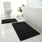 HOMEIDEAS Bathroom Rugs Sets 2 Piece, Super Soft Non Slip Bath Mat Black by HOMEIDEAS