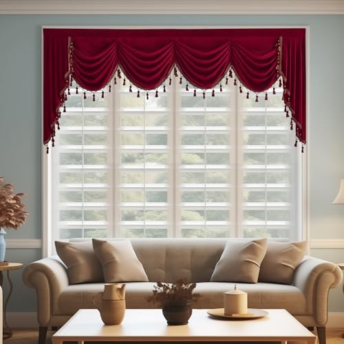 StangH Christmas Red Valance Curtains 110 inches Width, 1 Panel by StangH