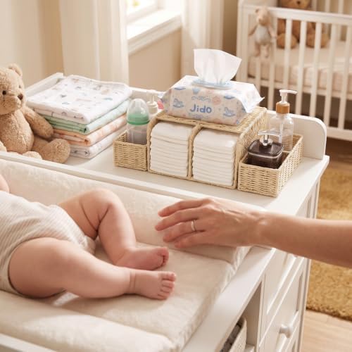 Large Wicker Diaper Caddy Changing Table Organizer - Image 6