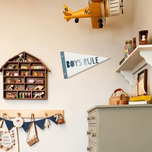 Boy Nursery Decor Pennant Felt Banners Flags, Boys Rule Wall Hanging Banner - Image 4