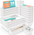 25 PCS Plastic Drawer Organizer Set, Makeup Organizers and Storage Bins by WOWBOX
